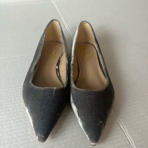 Sam Edelman Wanda Point Toe gray velvet Flats Sz 6🟥